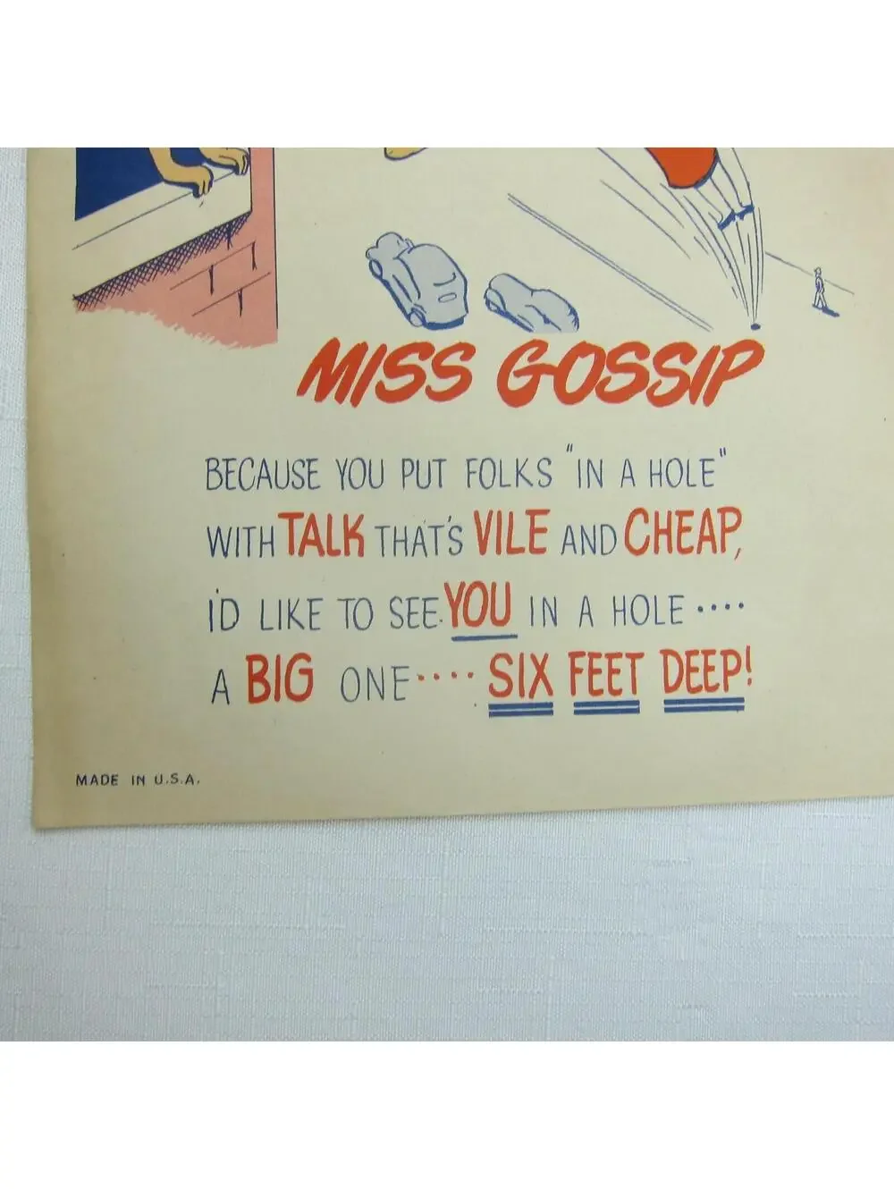 Vintage Vinegar Valentine Miss Gossip Penny Dreadful Sarcasm Insult Ephemera